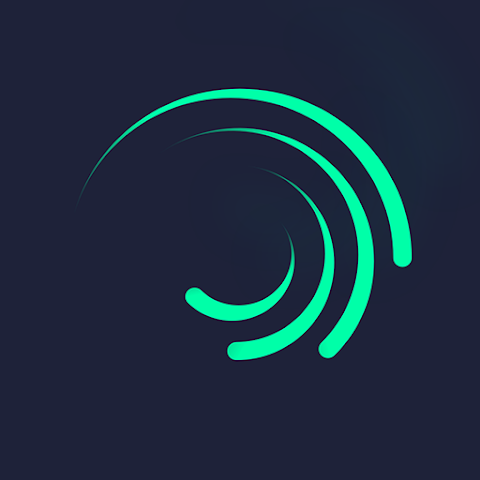 Logotipo abstracto en espiral de color turquesa neón con tres trazos curvos y concéntricos sobre un fondo azul marino oscuro, que sugiere movimiento, energía y modernidad.