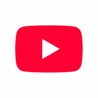 YouTube logo: a bright red rounded rectangle with a centered white right-pointing play triangle on a clean white background, inviting video viewing.