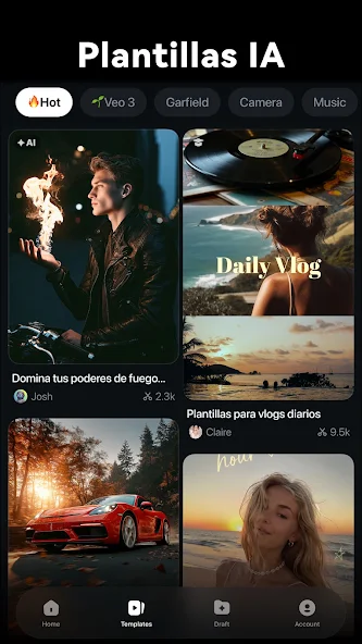 Interfaz de Filmora en Android