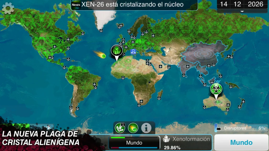 Interfaz de Plague Inc. en Android