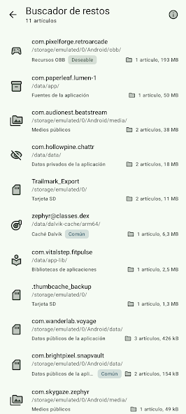 Interfaz de SD Maid en Android